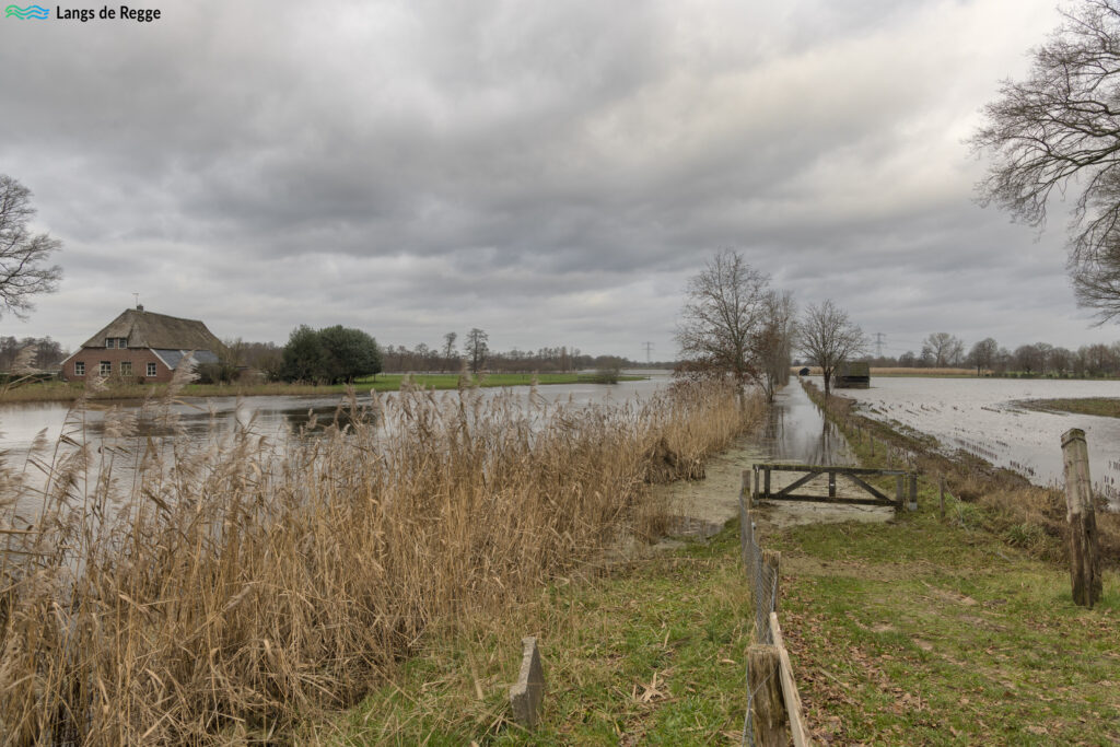 Hoog water in De Regge bij Schuilenburg
